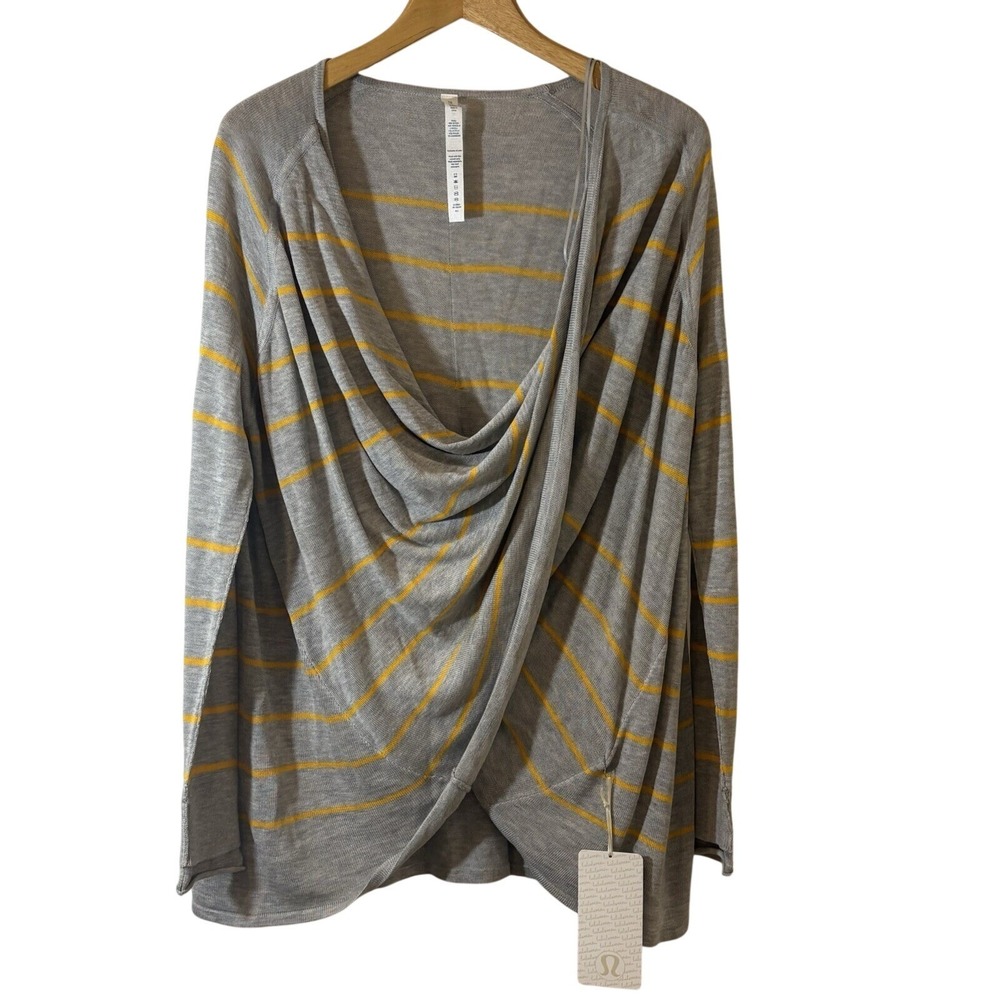 Lululemon Women Twist & Wrap Sweater 10 Gray Lyocell Cashmere Slouchy Rare